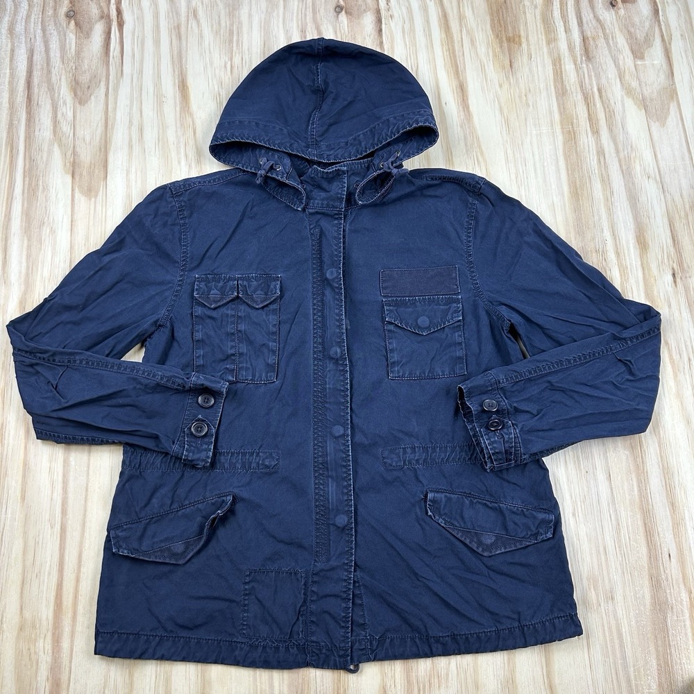 J Crew Jacket Women L Blue Broken In Chino‎ Classic Twill Utility Field Full Zip